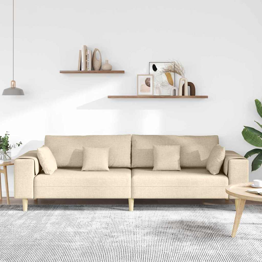 Καναπές με μαξιλάρι Κρεμ 250 x 77 x 76 εκ. ύφασμα