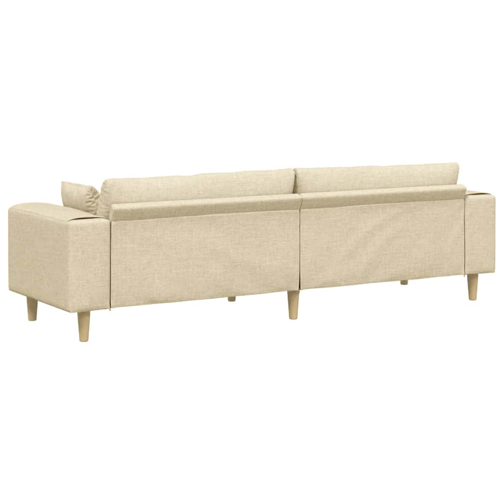 Καναπές με μαξιλάρι Κρεμ 250 x 77 x 76 εκ. ύφασμα