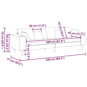 Καναπές Σκούρο Πράσινο 250 x 77 x 76 εκ. Βελούδο