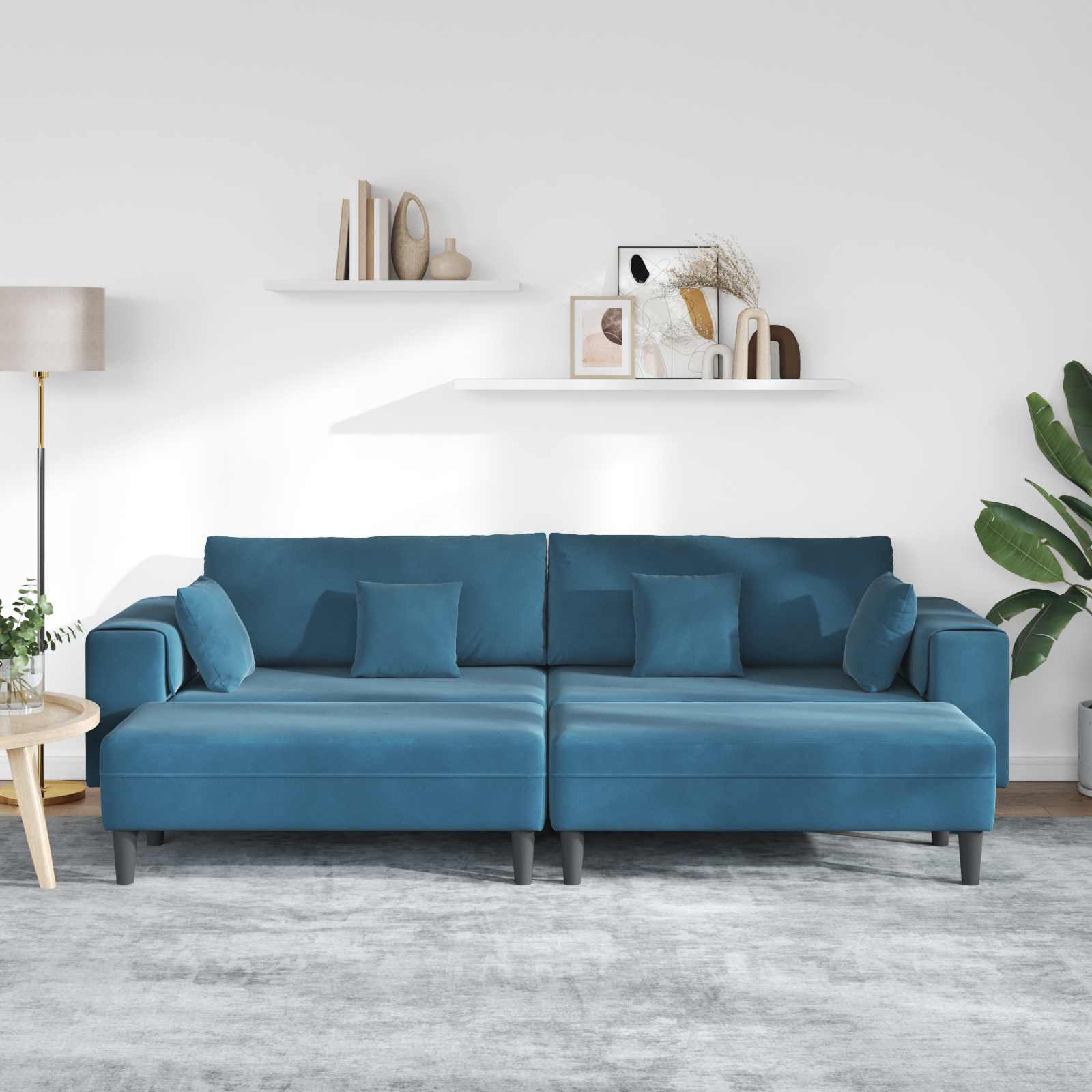 Καναπές 3 pcs Μπλε 250 x 188 x 76 εκ. Βελούδο