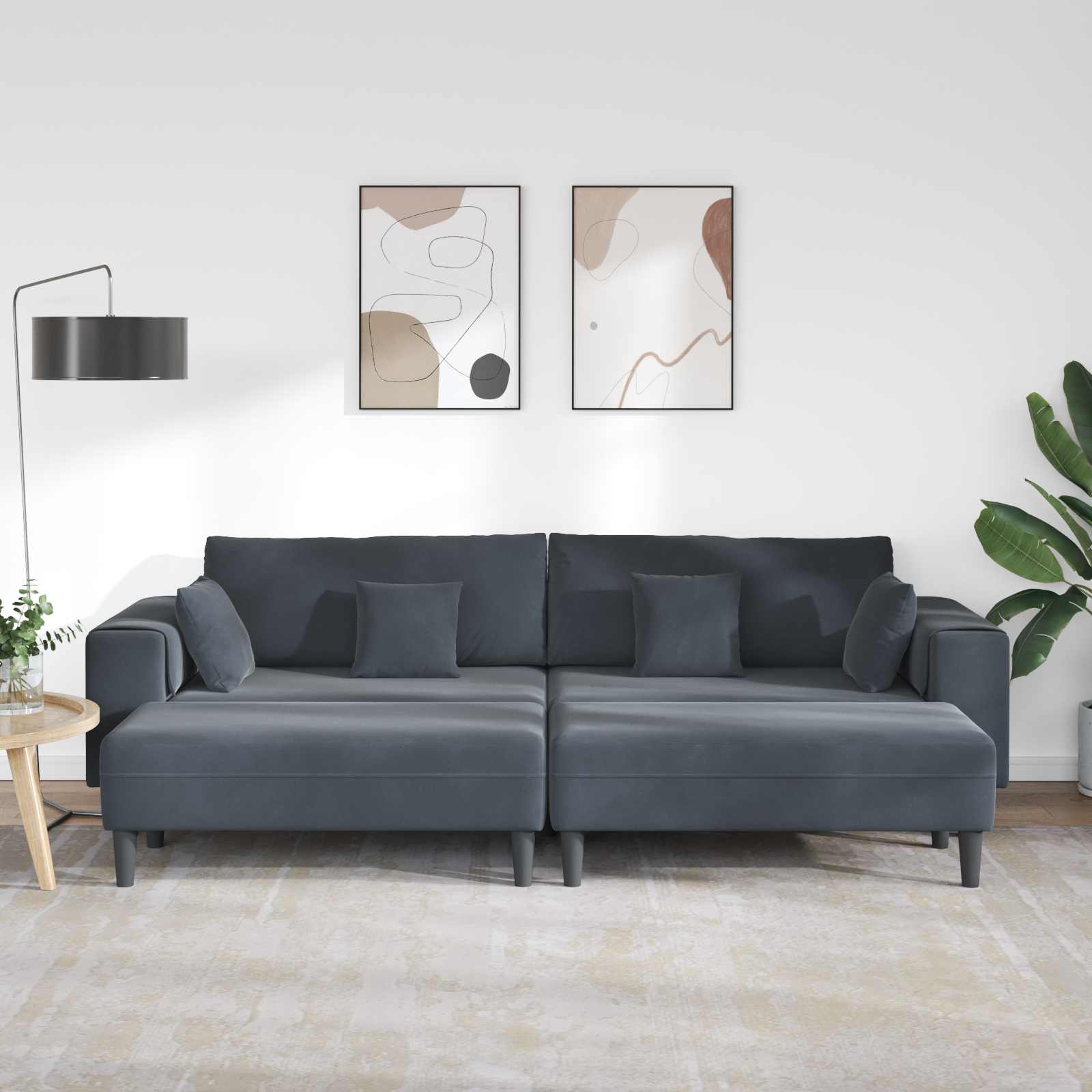 Καναπές 3 pcs Σκούρο Γκρι 250 x 188 x 76 εκ. Βελούδο