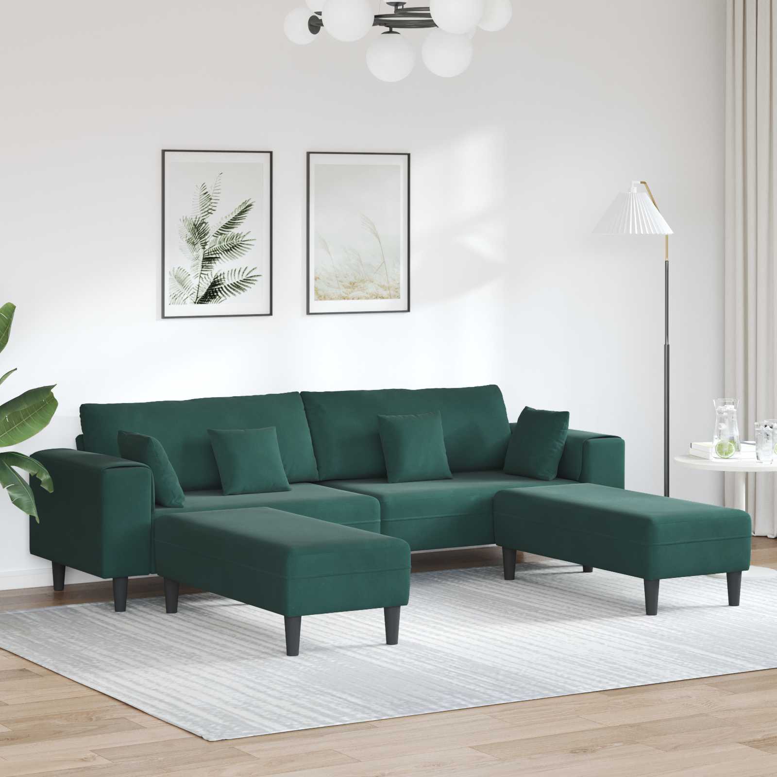 Καναπές 3 pcs Σκούρο Πράσινο 250 x 188 x 76 εκ. Βελούδο