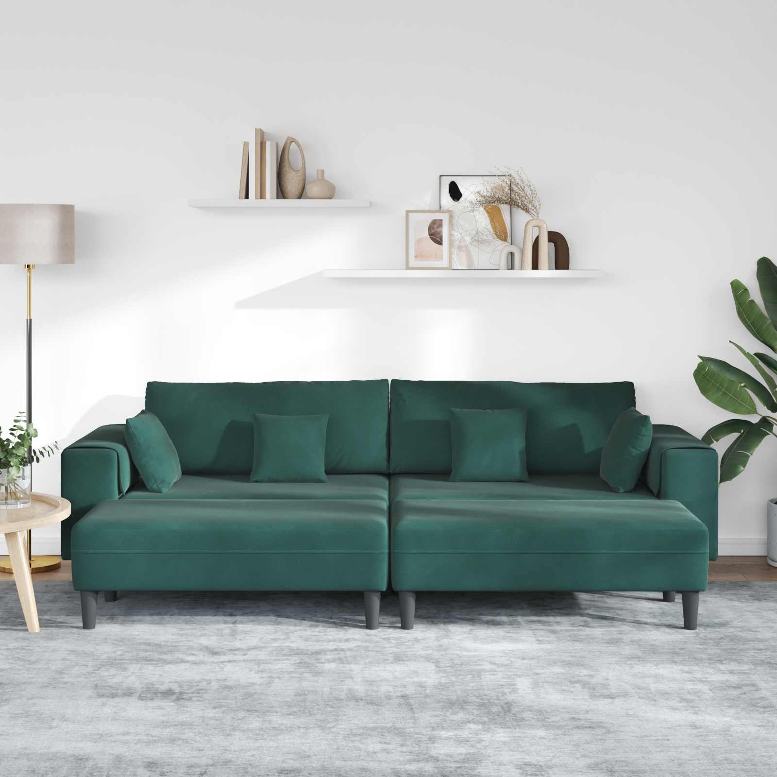 Καναπές 3 pcs Σκούρο Πράσινο 250 x 188 x 76 εκ. Βελούδο