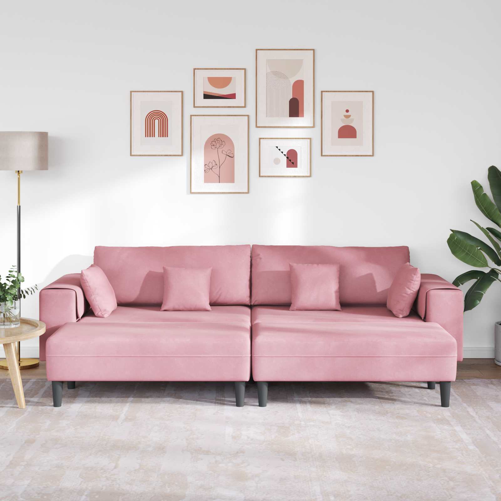 Καναπές 3 pcs Ροζ 250 x 188 x 76 εκ. Βελούδο - Pakobazaar
