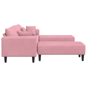 Καναπές 3 pcs Ροζ 250 x 188 x 76 εκ. Βελούδο - Pakobazaar