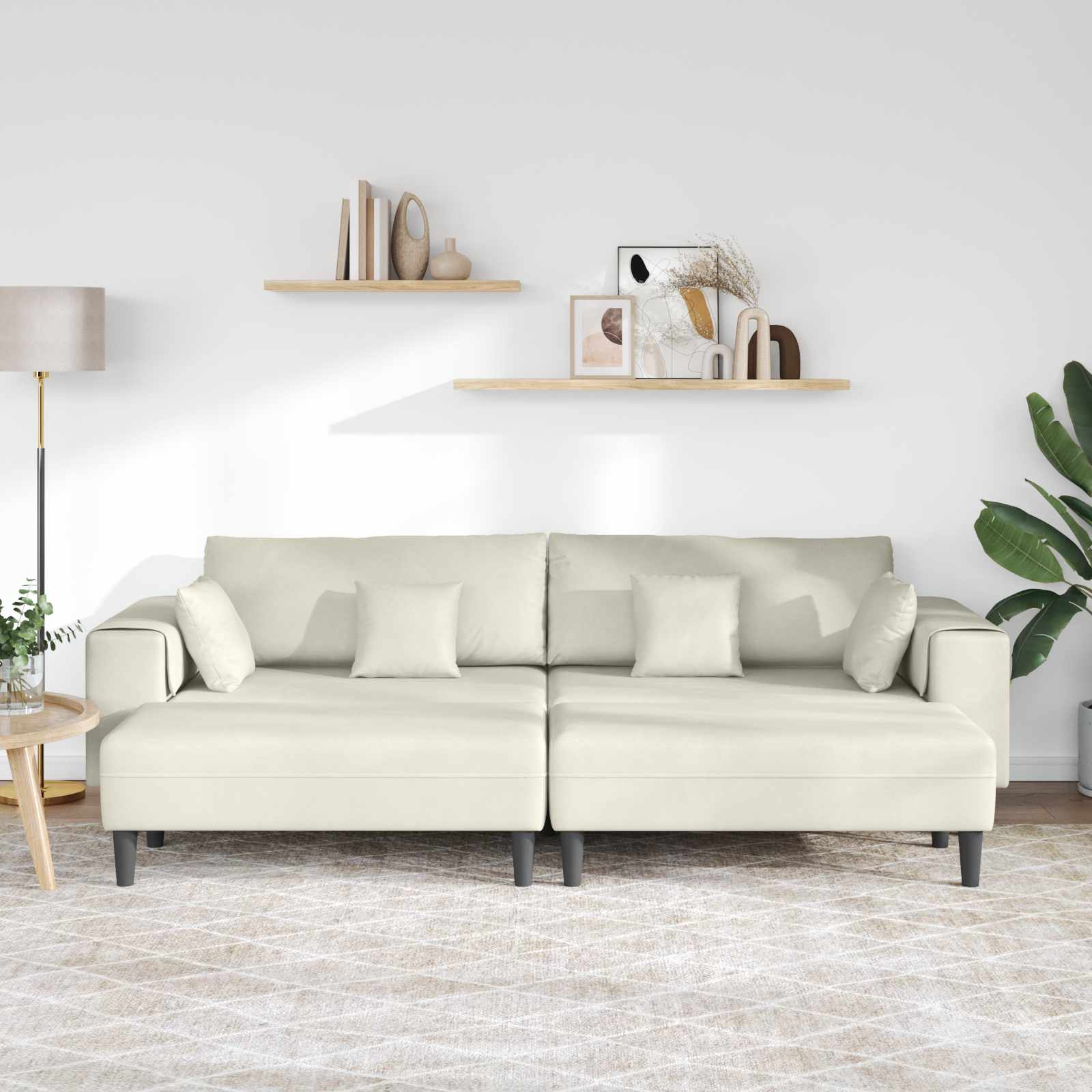 Καναπές 3 pcs Κρεμ 250 x 188 x 76 εκ. Βελούδο - Pakobazaar
