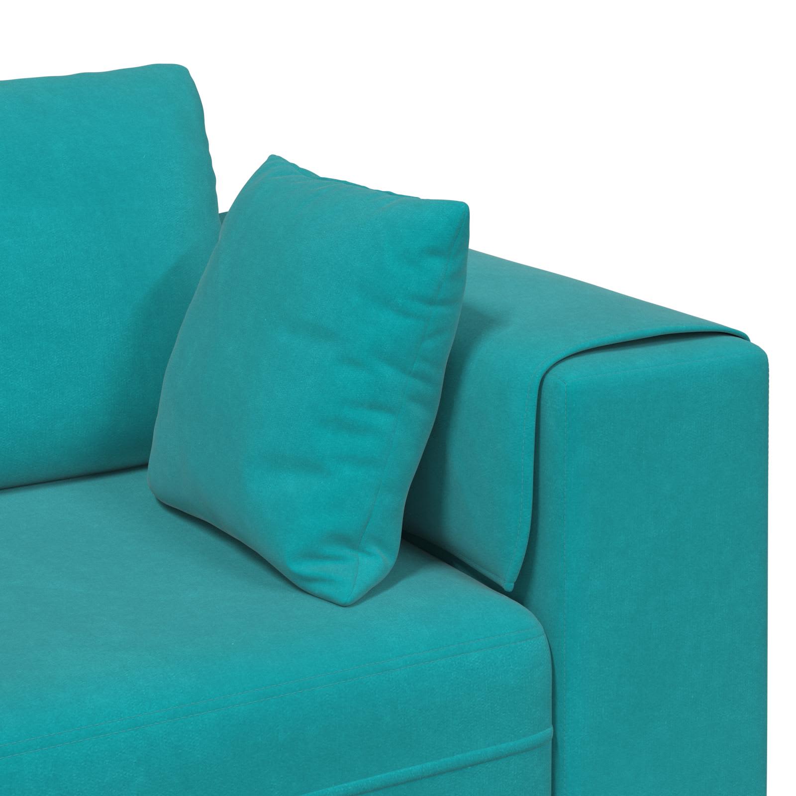 Καναπές 3 pcs Τιρκουάζ 250 x 188 x 76 εκ. Βελούδο - Pakobazaar