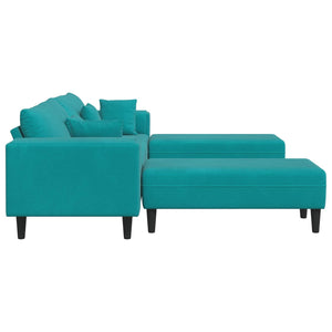 Καναπές 3 pcs Τιρκουάζ 250 x 188 x 76 εκ. Βελούδο - Pakobazaar
