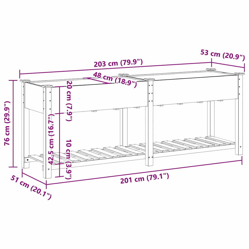 Γλάστρα Κήπου Μπεζ 203 x 53 x 76,5 εκ Στερεό Ξύλο Πεύκου