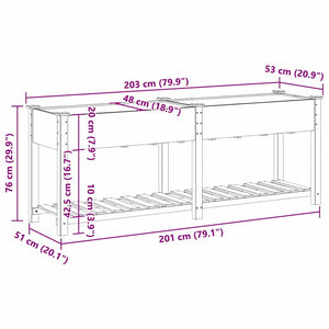 Γλάστρα Κήπου Μπεζ 203 x 53 x 76,5 εκ Στερεό Ξύλο Πεύκου