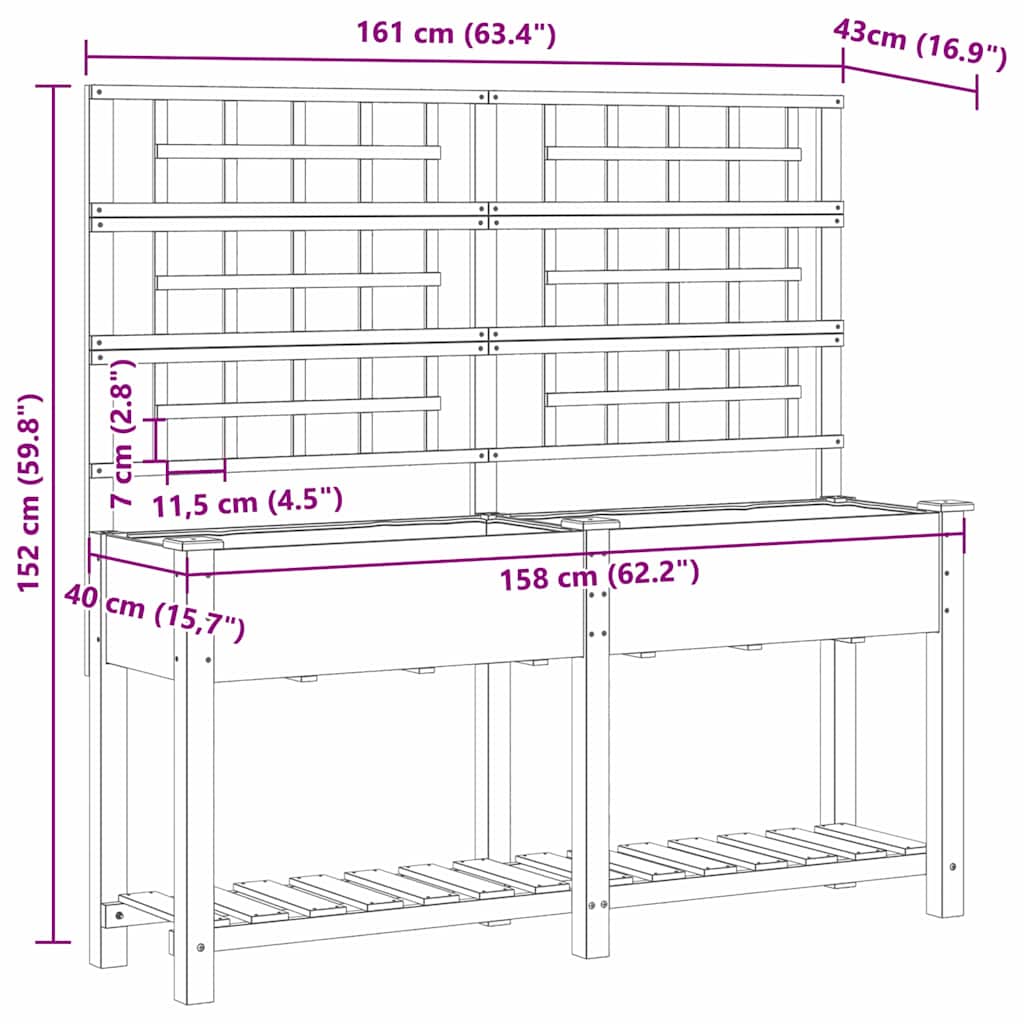 Γλάστρα Κήπου Μπεζ 161 x 46 x 152,5 εκ. Στερεό Ξύλο Πεύκου