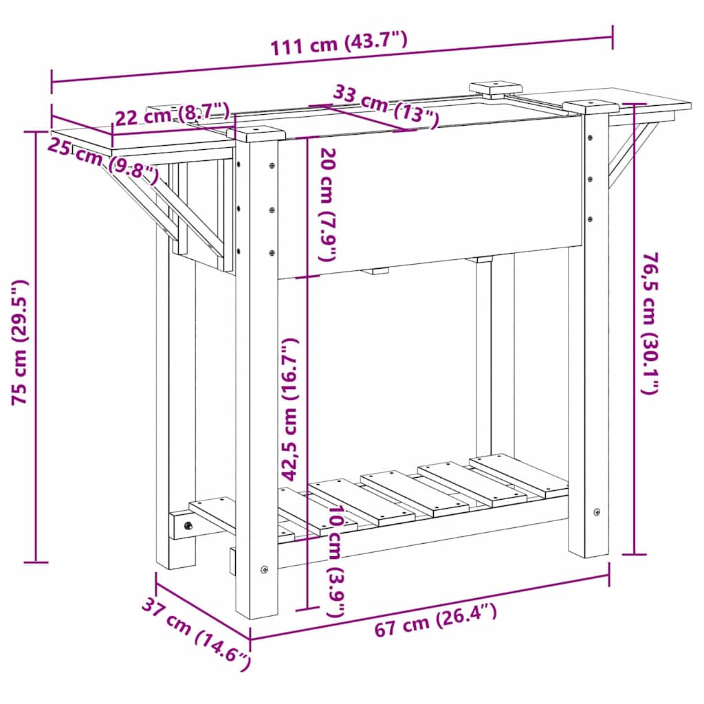 Γλάστρα Κήπου Μπεζ 111 x 37 x 76,5 εκ. Στερεό Ξύλο Πεύκου - Pakobazaar