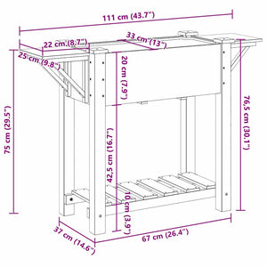 Γλάστρα Κήπου Μπεζ 111 x 37 x 76,5 εκ. Στερεό Ξύλο Πεύκου - Pakobazaar