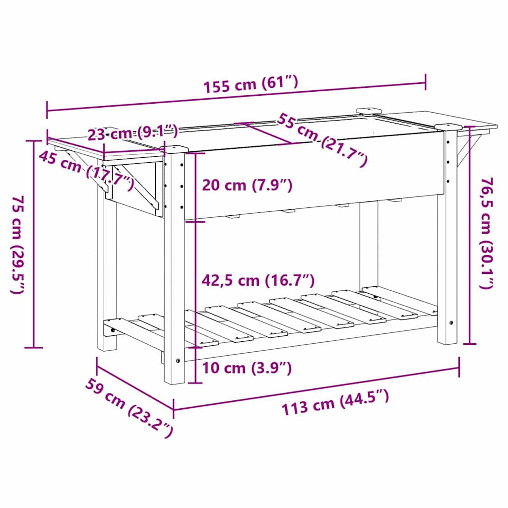 Γλάστρα Κήπου Μπεζ 155 x 59 x 76,5 εκ. Στερεό Ξύλο Πεύκου