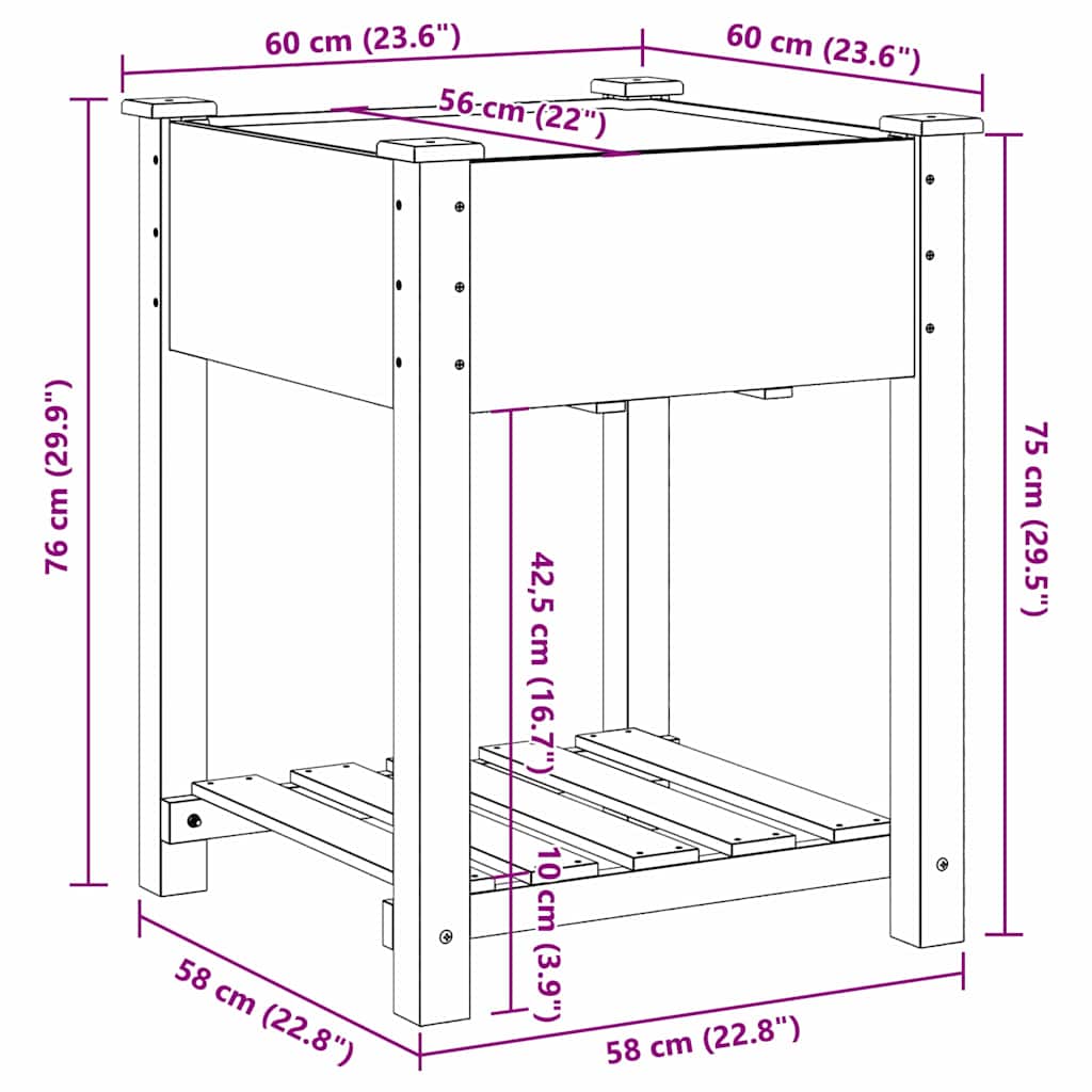 Γλάστρα Κήπου Μπεζ 60,5 x 60 x 76,5 εκ Στερεό Ξύλο Πεύκου