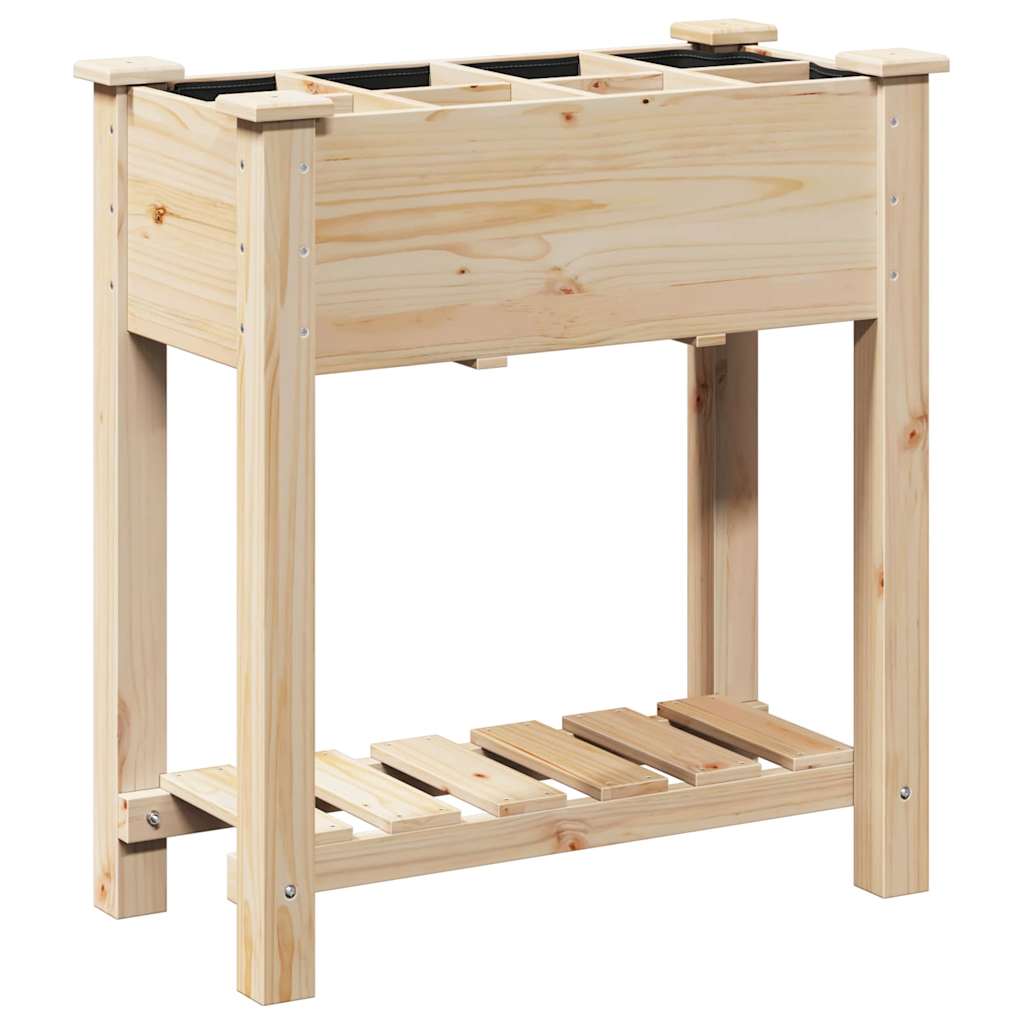 Γλάστρα Κήπου με ράφι Μπεζ 71 x 37 x 76,5 εκ Στερεό Ξύλο Πεύκου