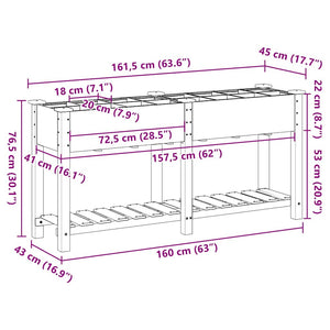 Γλάστρα Κήπου Μπεζ 161,5 x 45 x 76,5 εκ. Στερεό Ξύλο Πεύκου