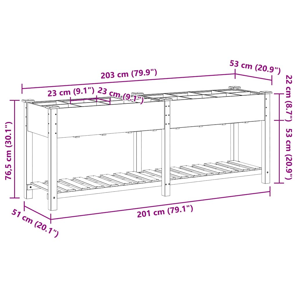 Γλάστρα Κήπου Μπεζ 203,5 x 53 x 76,5 εκ Στερεό Ξύλο Πεύκου