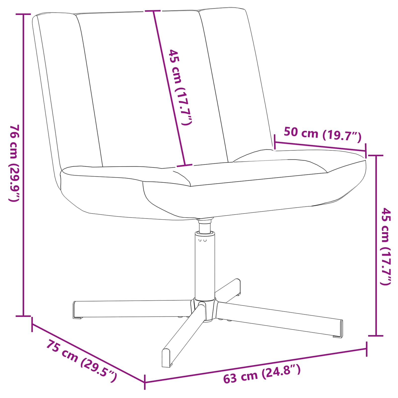 Περιστρεφόμενη καρέκλα Ροζ 63 x 75 x 76 εκ Δέρμα Πρόβατου