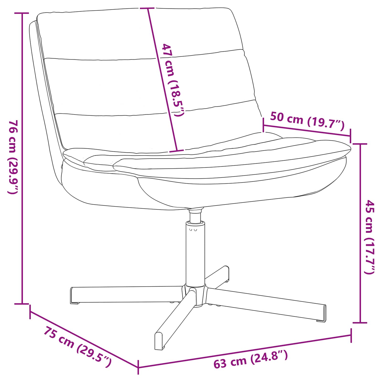 Περιστρεφόμενη καρέκλα Μαύρο 63 x 75 x 76 εκ Αντίκα PU - Pakobazaar