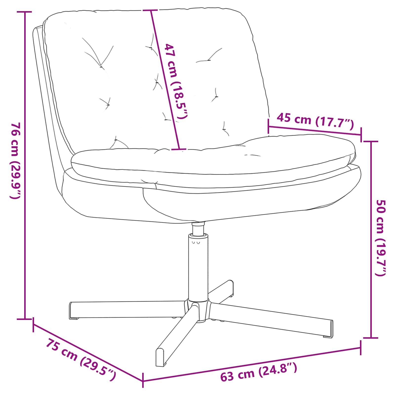Γυριστή Χαλαρωτική Καρέκλα Τιρκουάζ 63 x 75 x 76 εκ Βελούδο