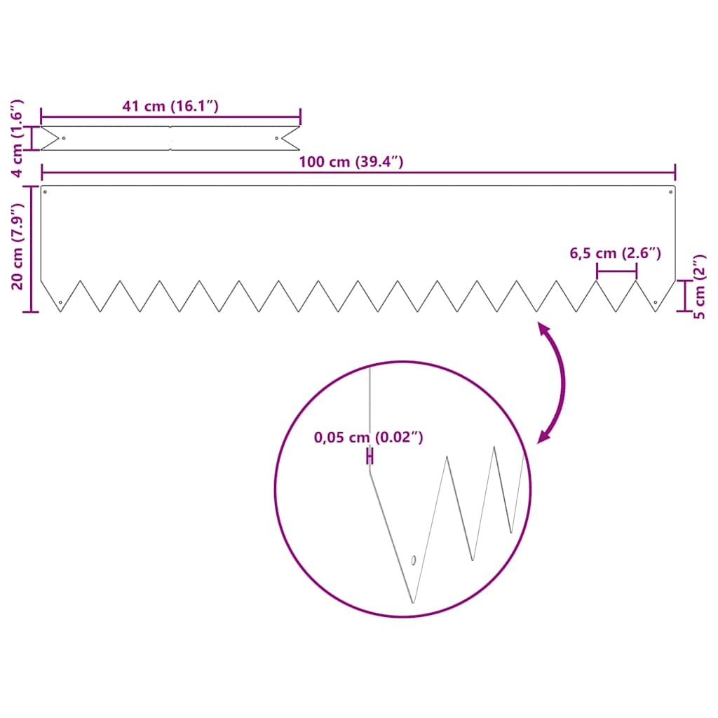 Περίγραμμα γκαζόν 50 pcs Λευκό 100 x 0.05 x 20 εκ