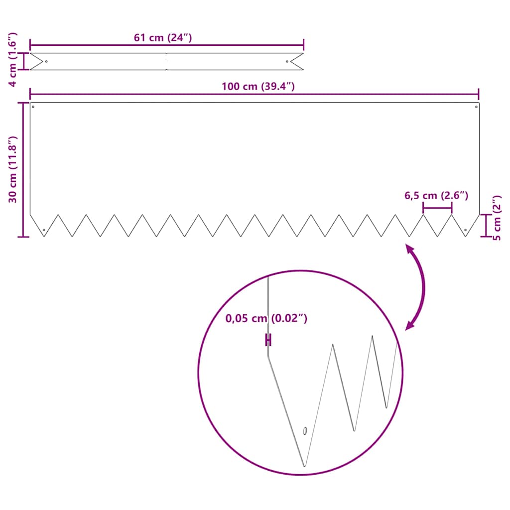 Περίγραμμα γκαζόν 30 pcs Ασημί 100 x 0.05 x 20 εκ