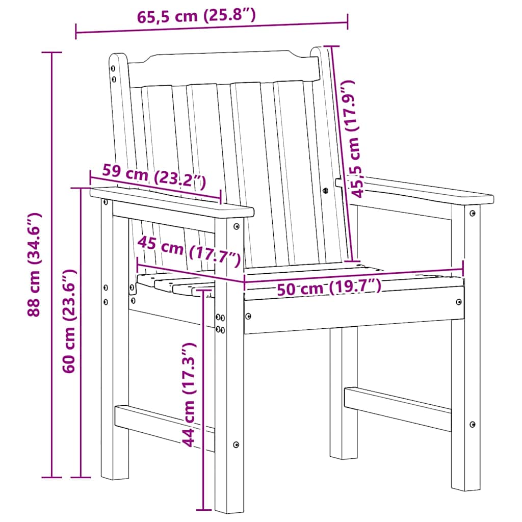 Καρέκλα Κήπου 4 pcs Λευκό 65.5 x 59 x 88 εκ Πολυαιθυλένιο