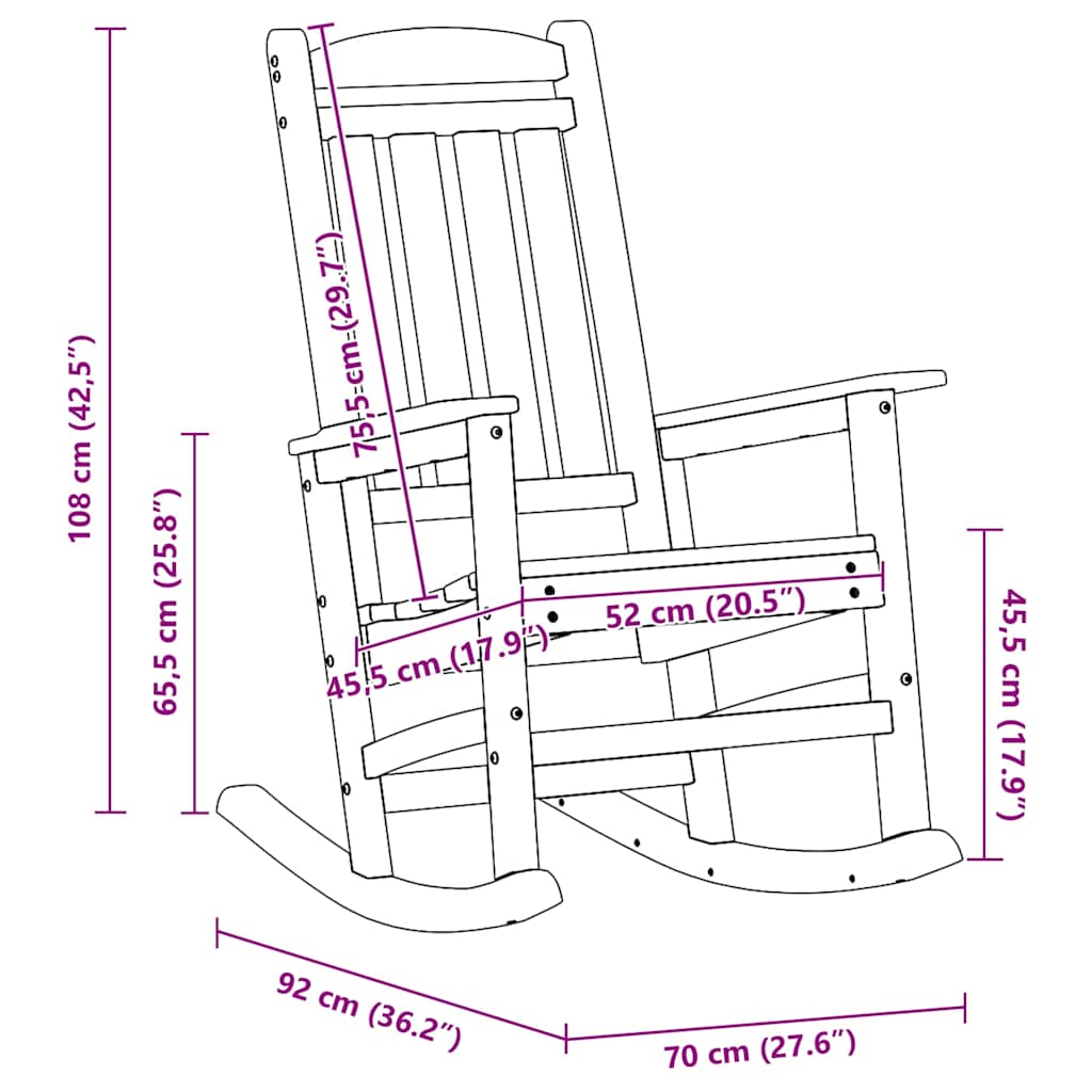 Κουνιστή καρέκλα 2 pcs Μαύρο 92 x 70 x 108 εκ Πολυαιθυλένιο