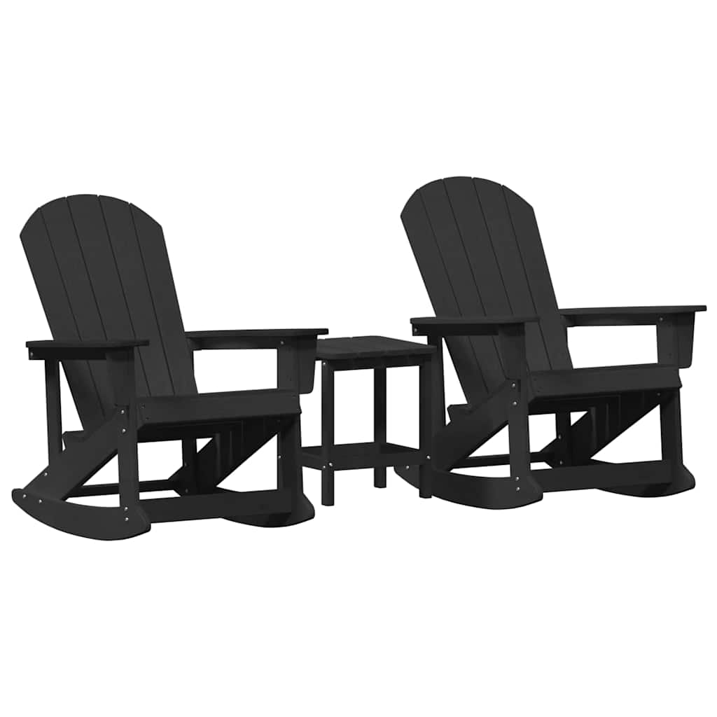 Σετ Ξαπλώστρας Κήπου 3 pcs Μαύρο HDPE