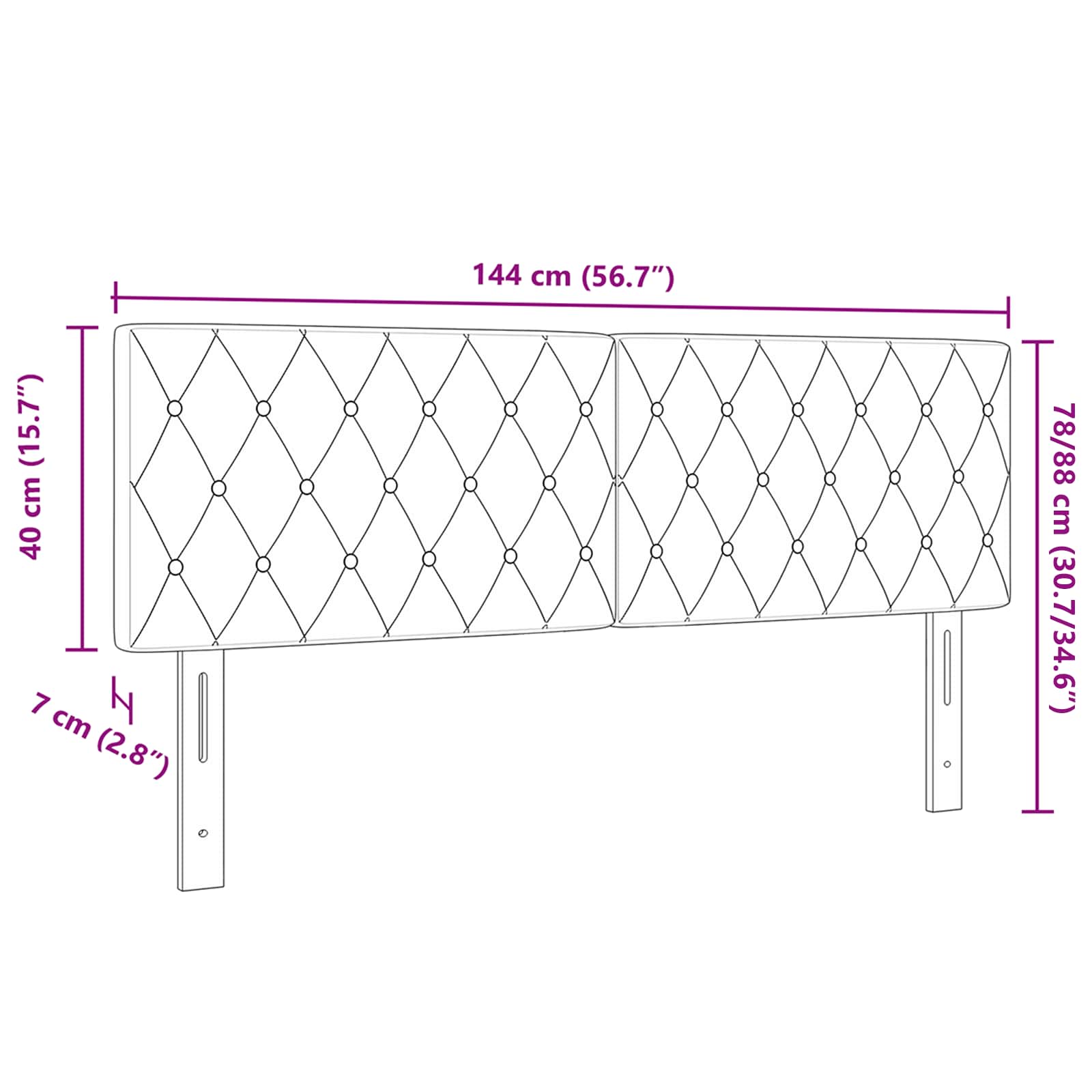 Κεφαλάρι Μαύρο 144 cm Βελούδο