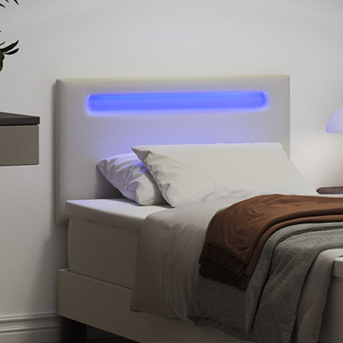 LED κεφαλάρι Λευκό 90 cm Τεχνητό Δέρμα