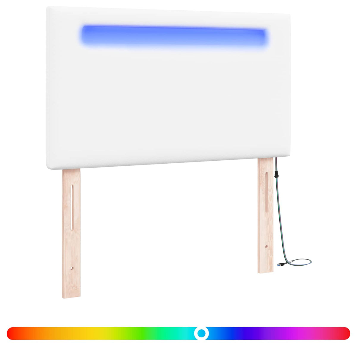 LED κεφαλάρι Λευκό 90 cm Τεχνητό Δέρμα