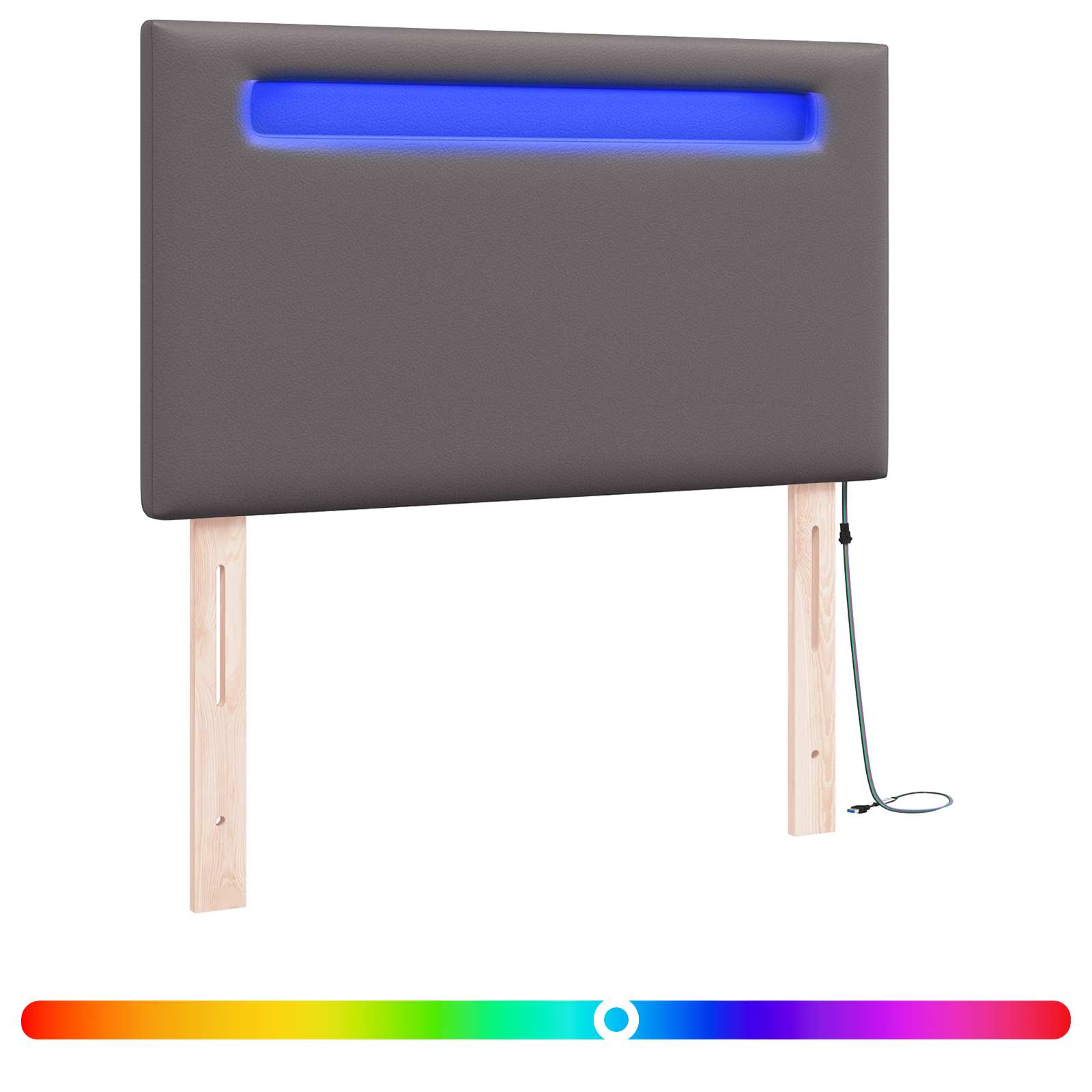 LED κεφαλάρι Γκρι 100 cm Τεχνητό Δέρμα