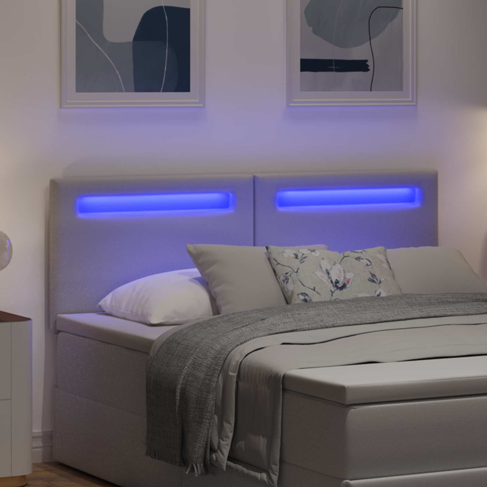 LED κεφαλάρι Λευκό 144 cm Τεχνητό Δέρμα