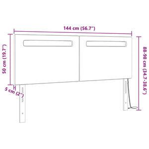 LED κεφαλάρι Γκρι 144 cm Τεχνητό Δέρμα