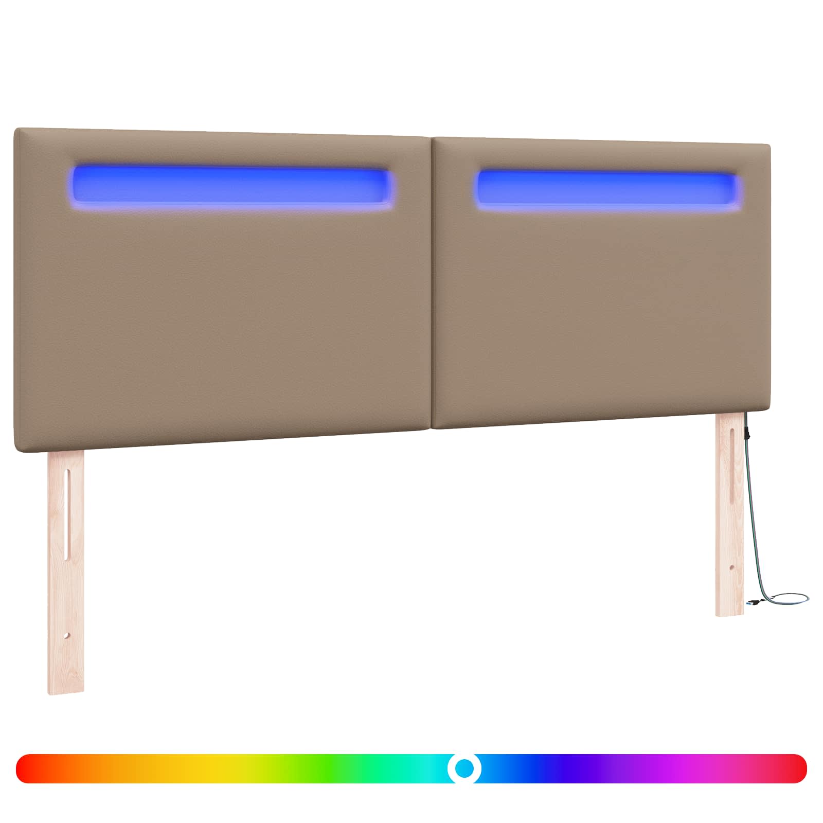 LED κεφαλάρι Καπουτσίνο 144 cm Τεχνητό Δέρμα