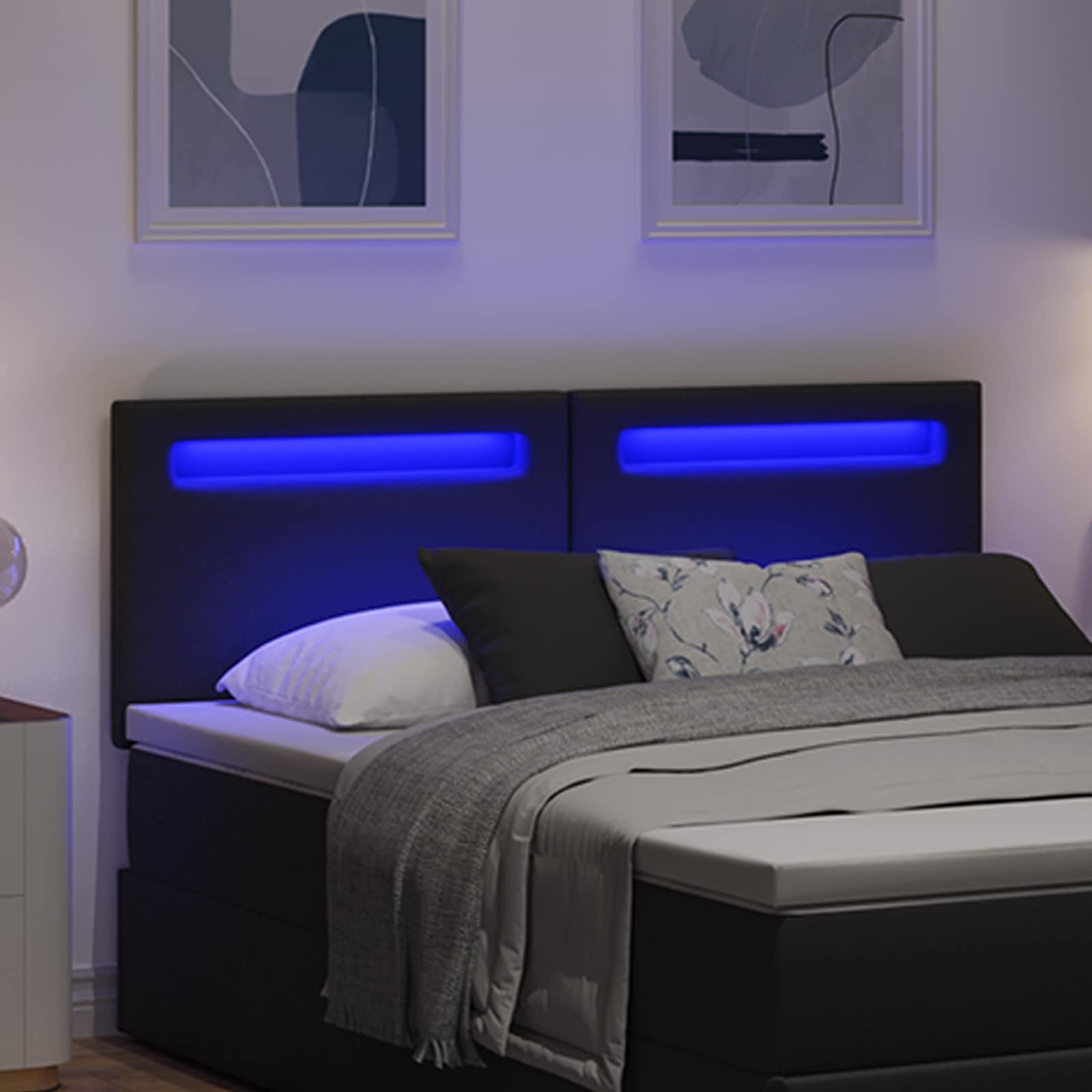 LED κεφαλάρι Μαύρο 160 cm Τεχνητό Δέρμα
