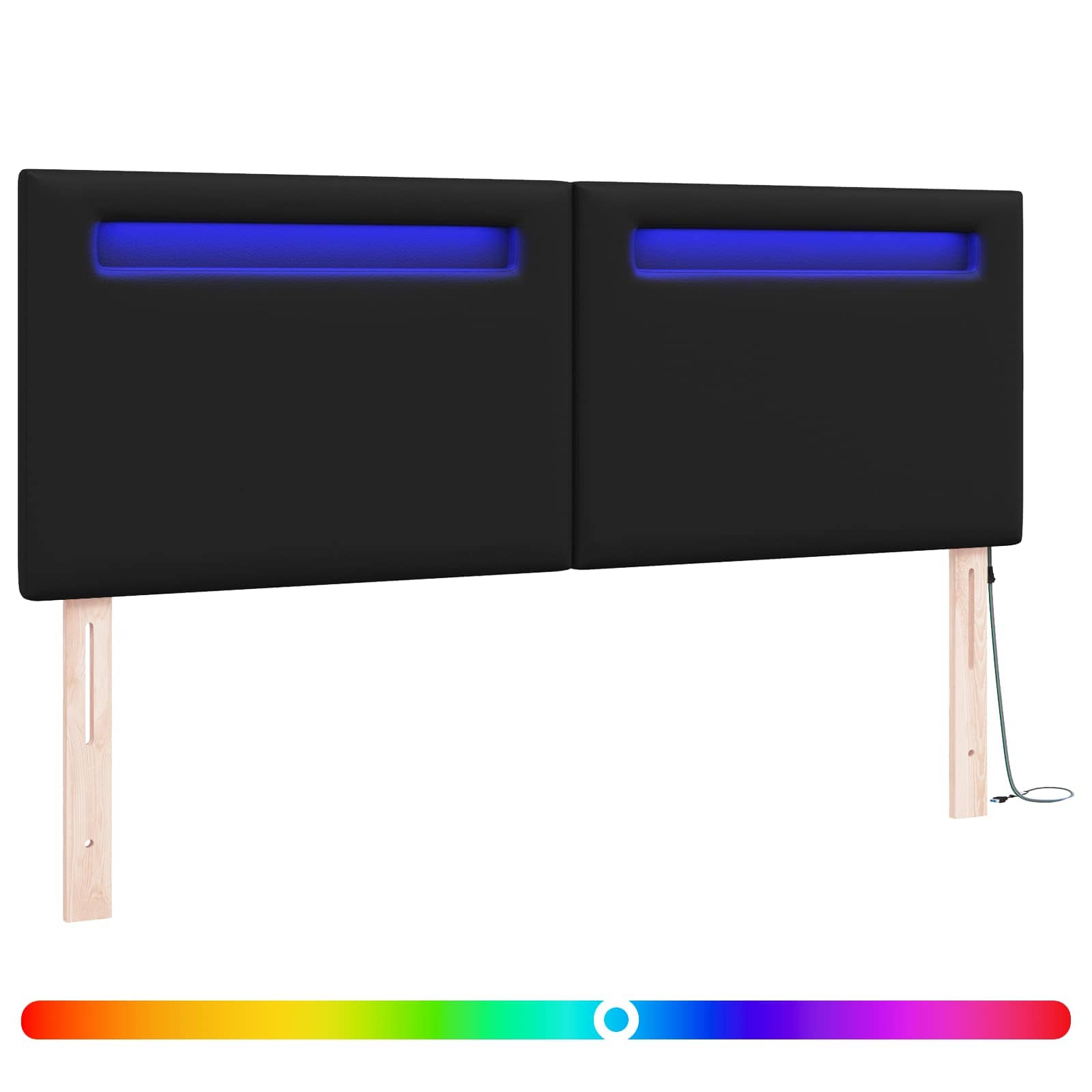 LED κεφαλάρι Μαύρο 160 cm Τεχνητό Δέρμα