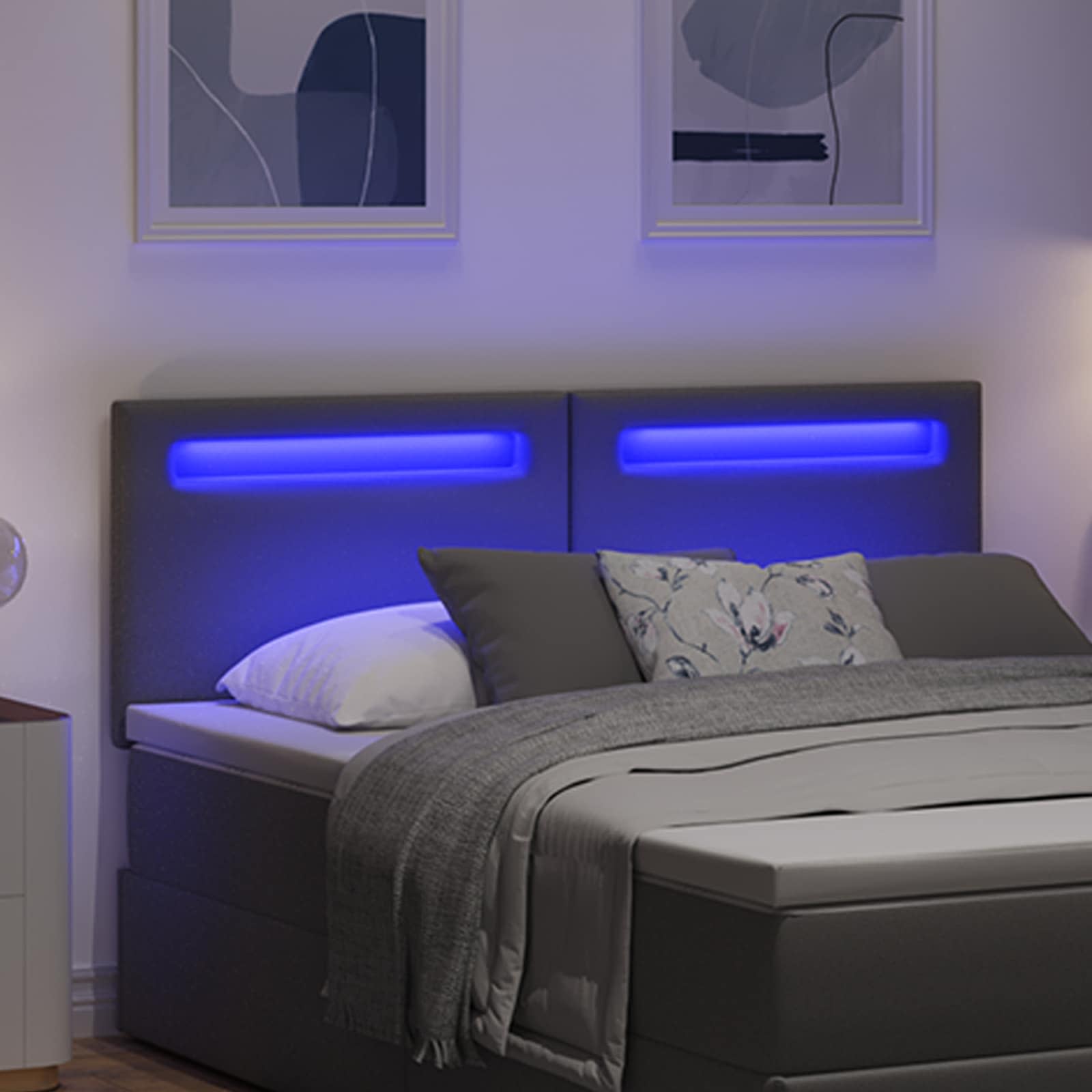 LED κεφαλάρι Γκρι 160 cm Τεχνητό Δέρμα