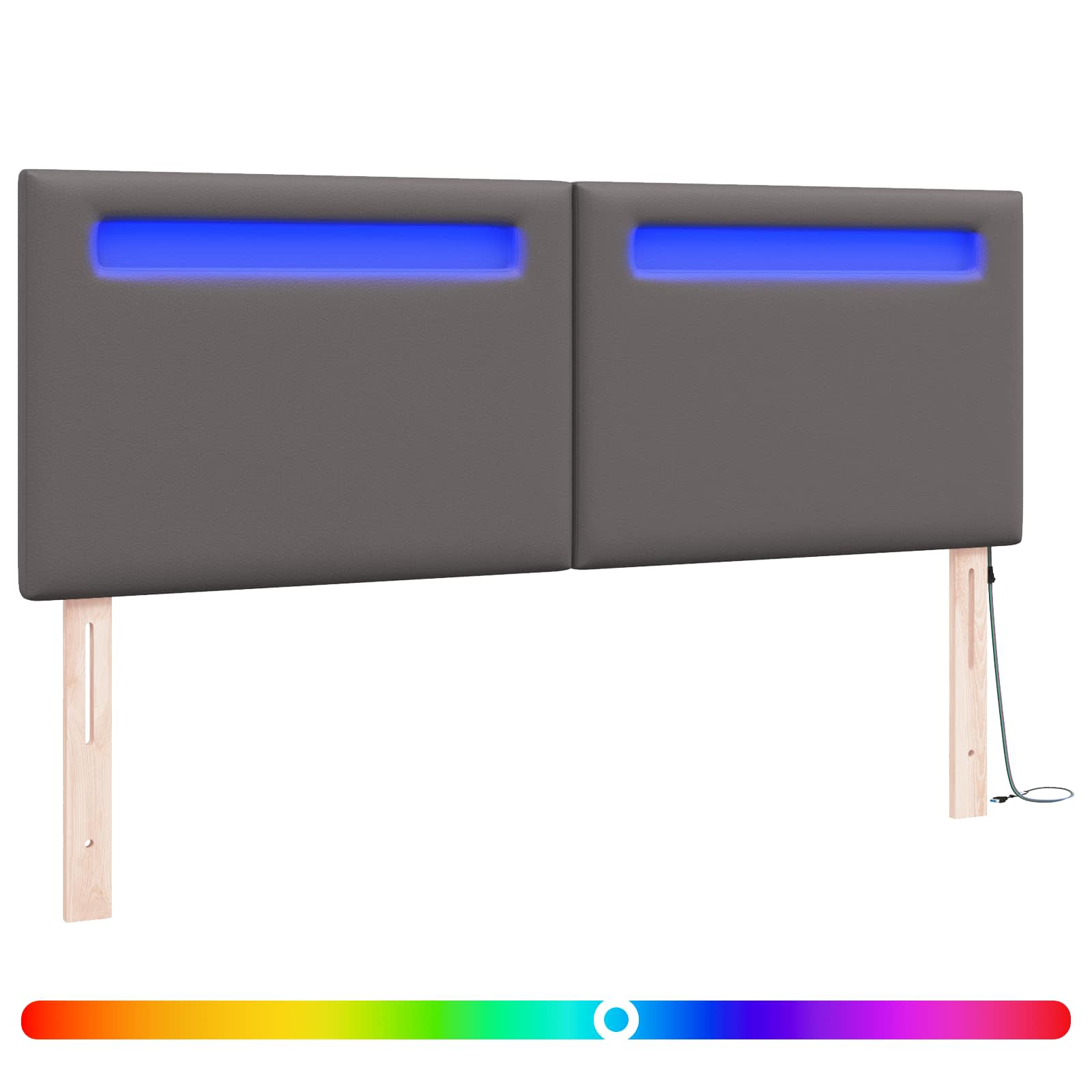 LED κεφαλάρι Γκρι 160 cm Τεχνητό Δέρμα