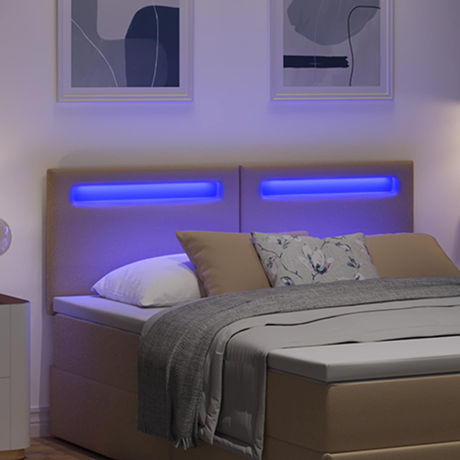 LED κεφαλάρι Καπουτσίνο 160 cm Τεχνητό Δέρμα