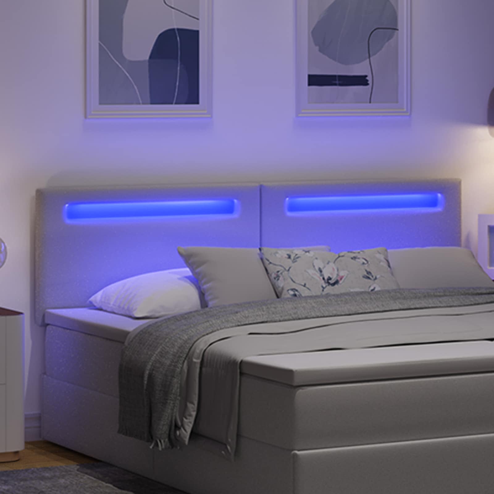 LED κεφαλάρι Λευκό 180 cm Τεχνητό Δέρμα