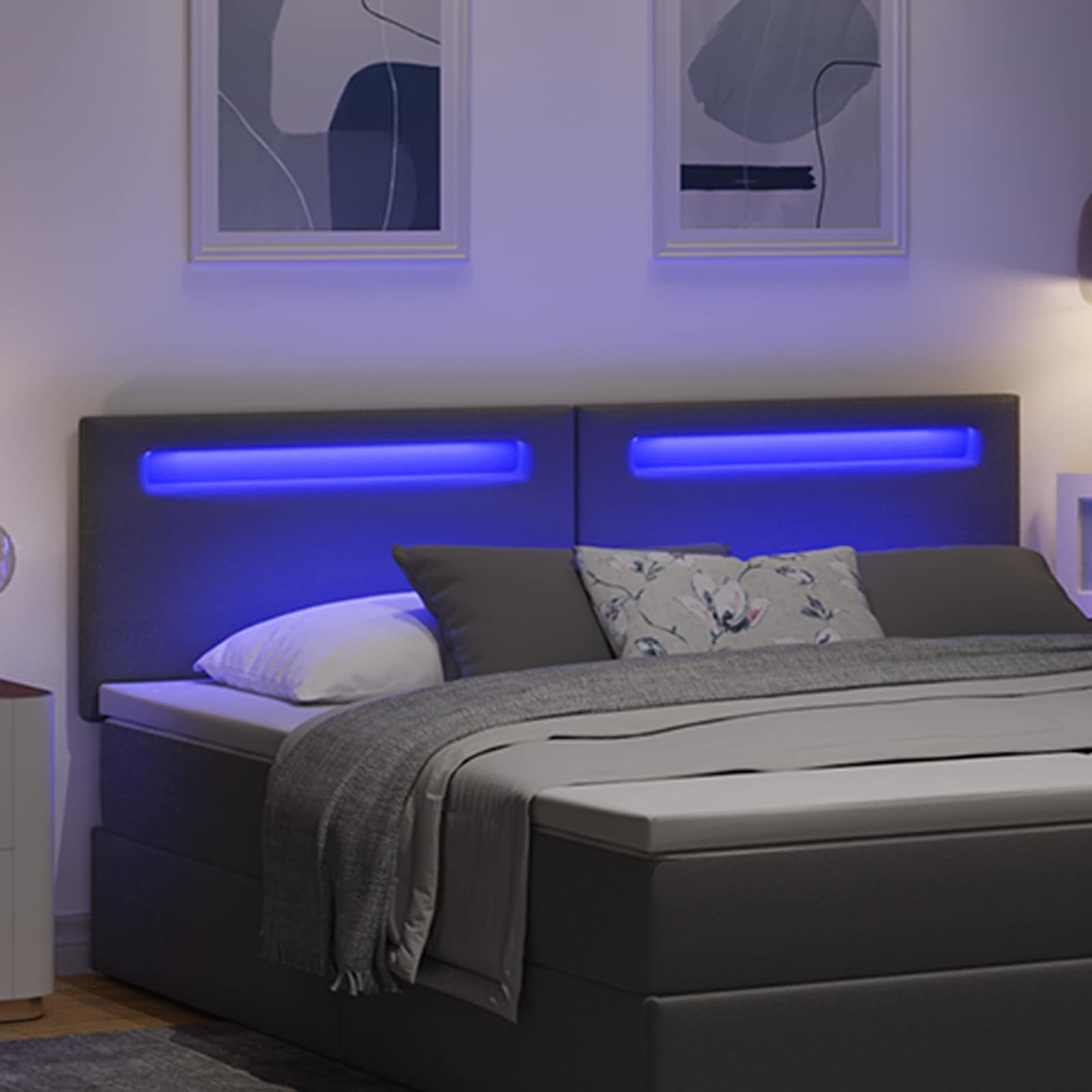 LED κεφαλάρι Γκρι 180 cm Τεχνητό Δέρμα