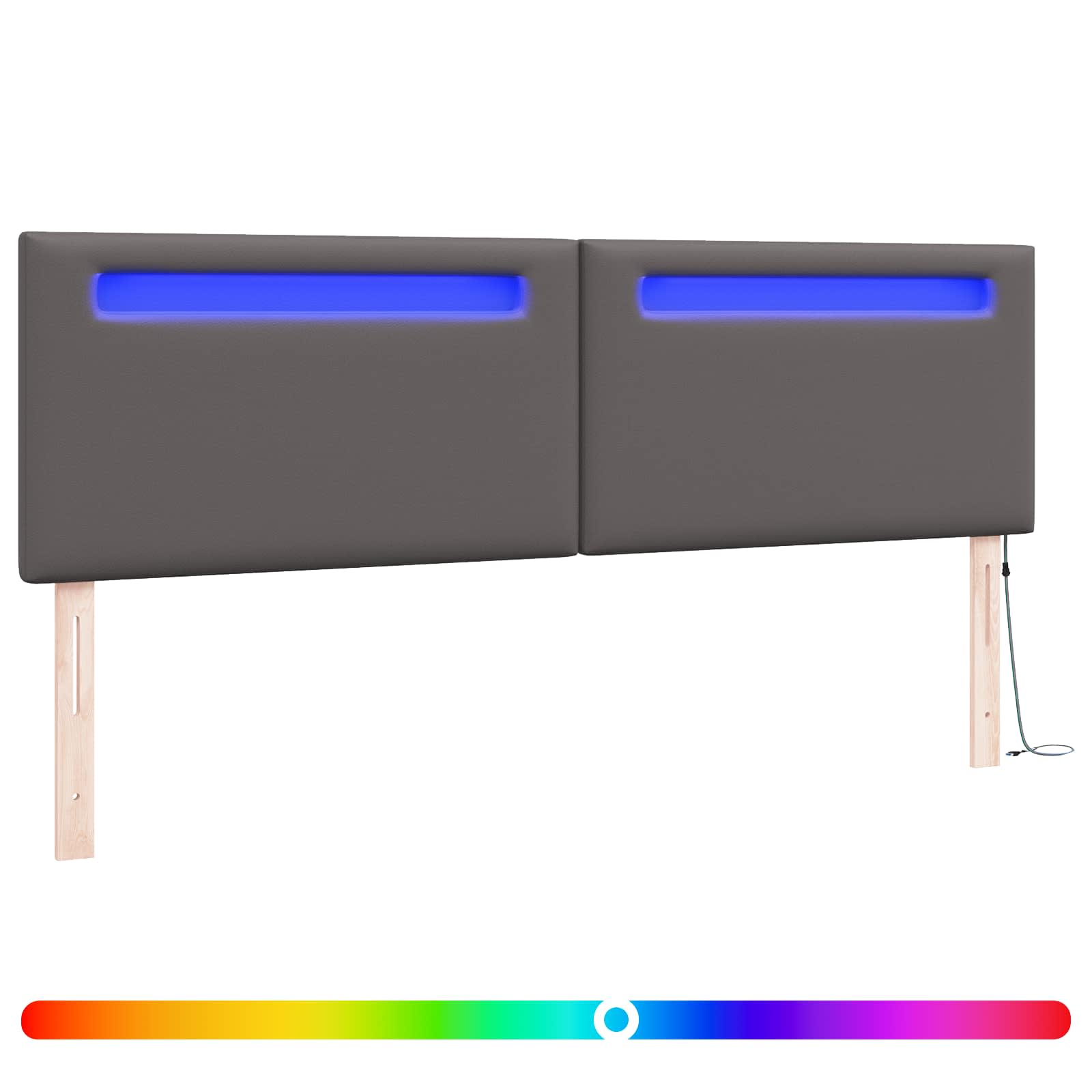 LED κεφαλάρι Γκρι 180 cm Τεχνητό Δέρμα