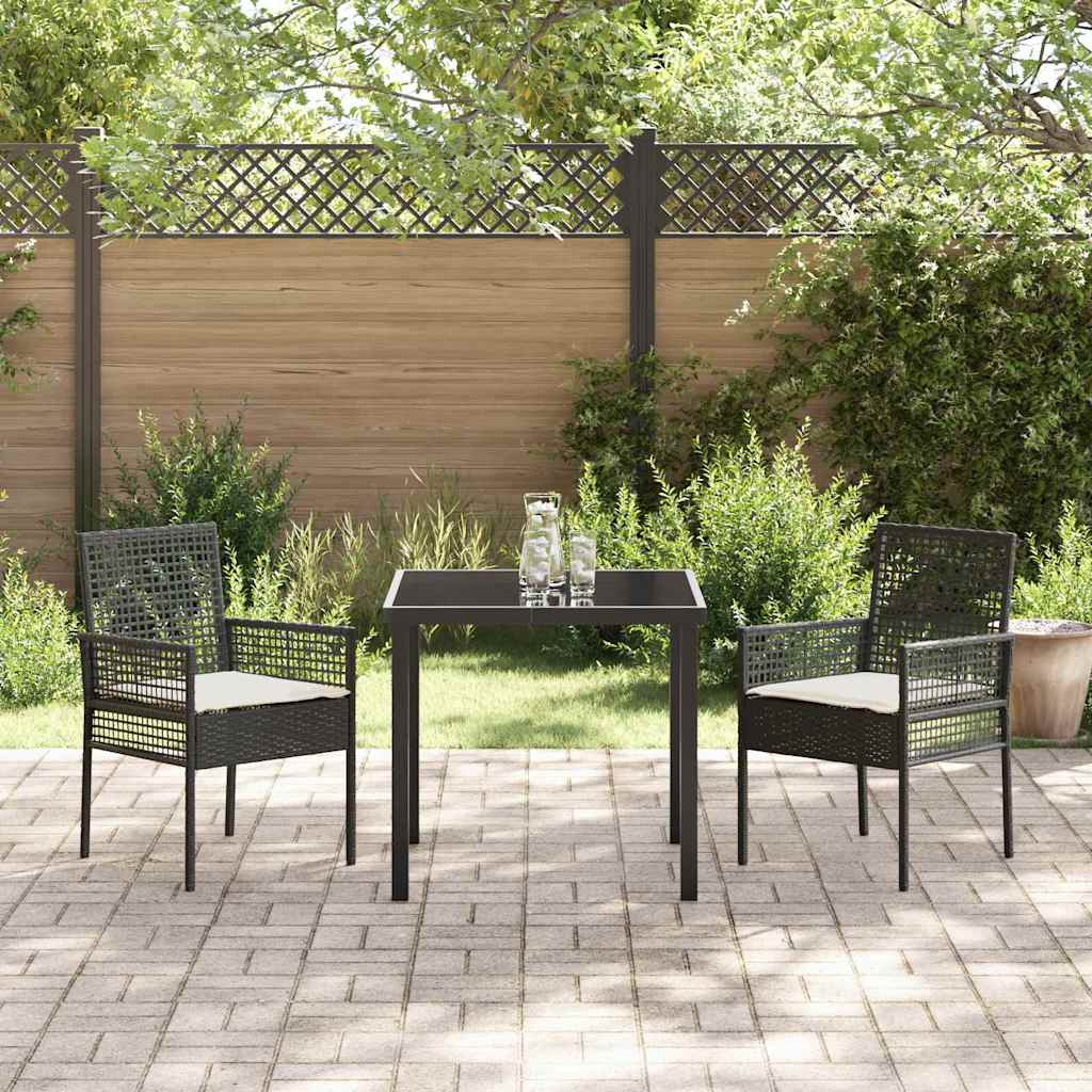 Καρέκλα Κήπου 2 pcs Μαύρο 55 x 53 x 85 εκ συνθετικό ρατάν