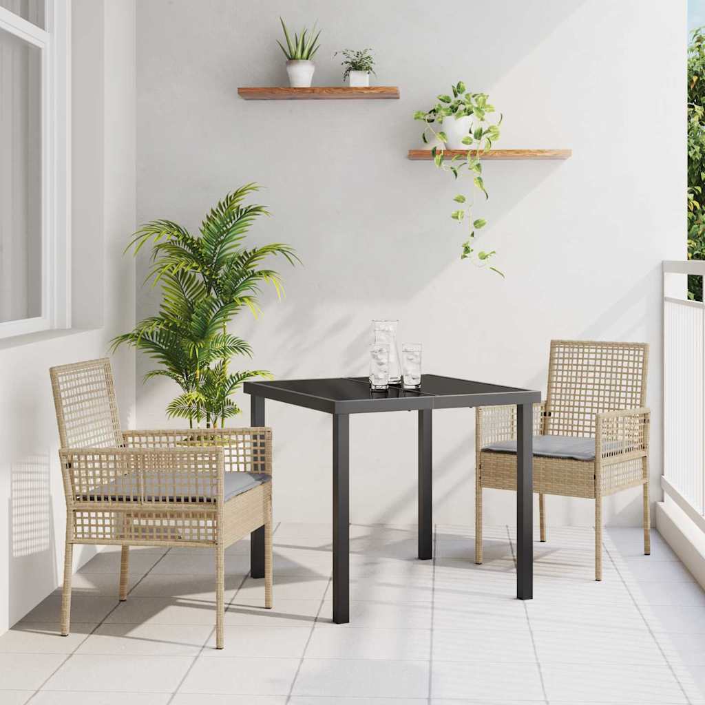 Καρέκλα Κήπου 2 pcs Μπεζ 55 x 53 x 85 εκ συνθετικό ρατάν - Pakobazaar