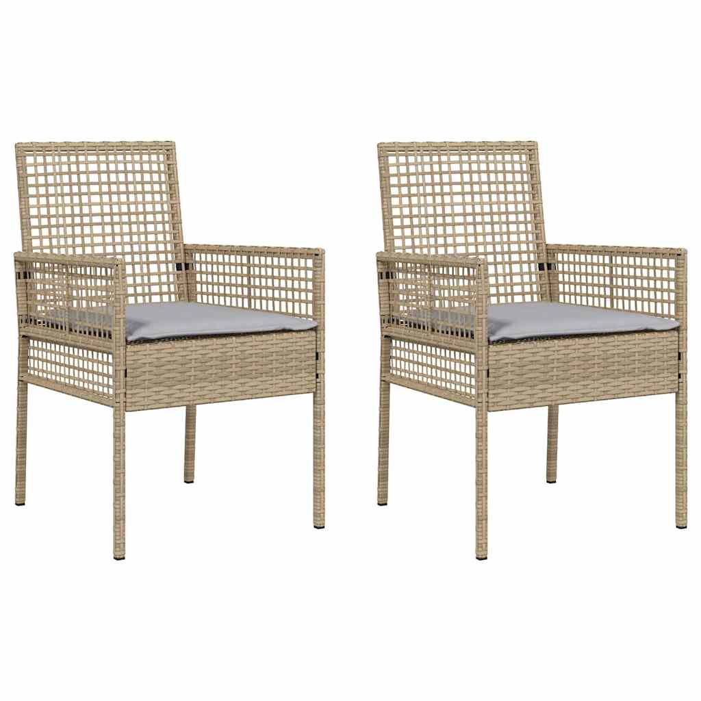 Καρέκλα Κήπου 2 pcs Μπεζ 55 x 53 x 85 εκ συνθετικό ρατάν - Pakobazaar
