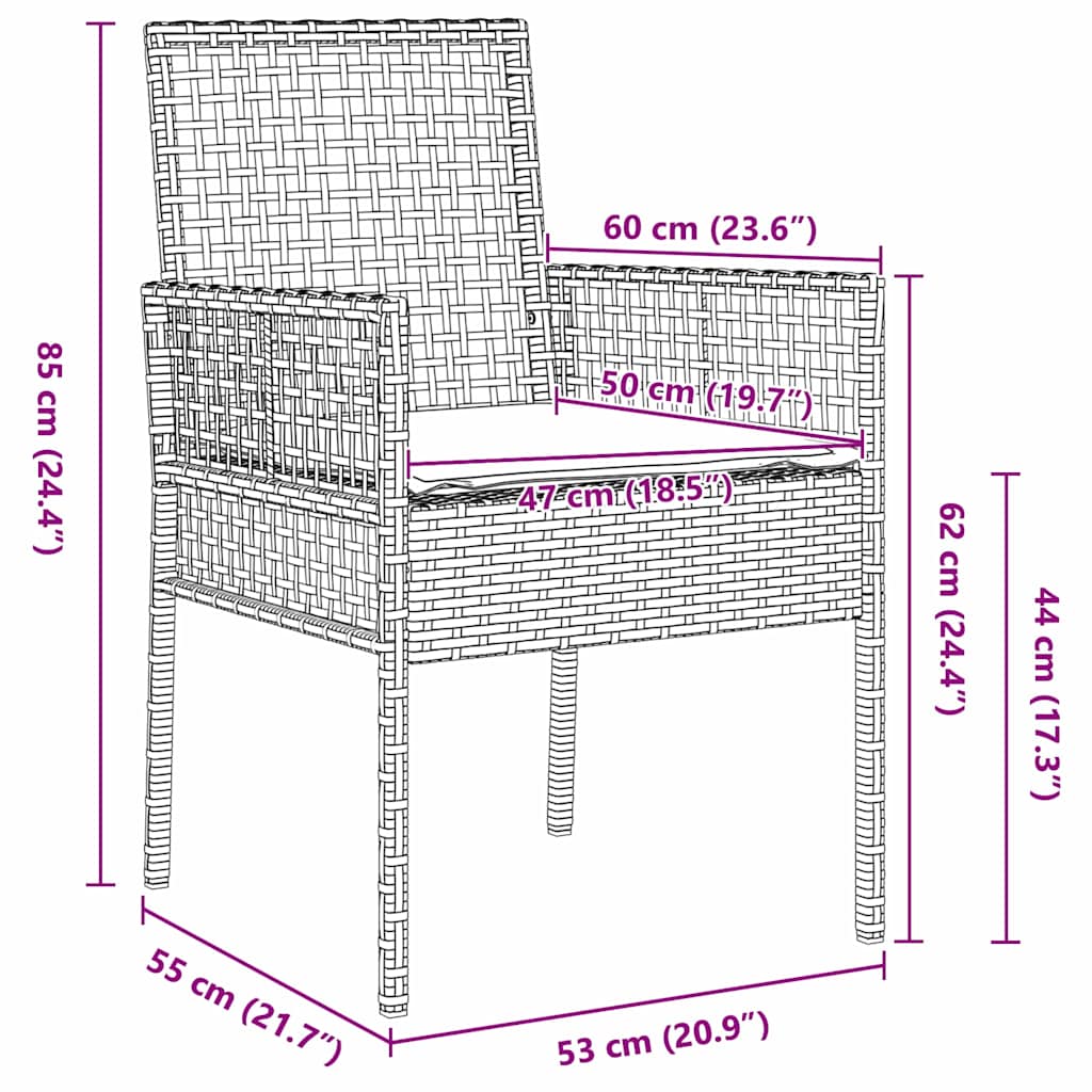 Καρέκλα Κήπου 2 pcs Μπεζ 55 x 53 x 85 εκ συνθετικό ρατάν