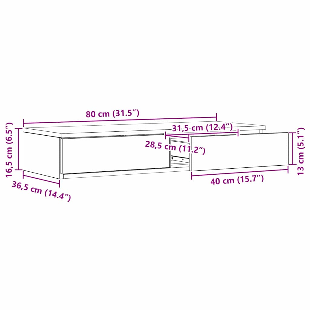 Συρτάρια κρεβατιού με συρτάρι Παλιό ξύλο 80 x 36,5 x 16,5 εκ - Pakobazaar